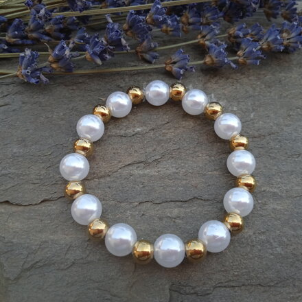 Perlový náramok s nerezovými korálkami