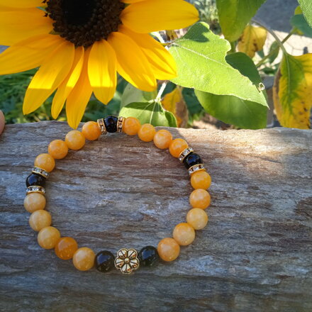 Náramok s kvietkom zo žltého jadeitu