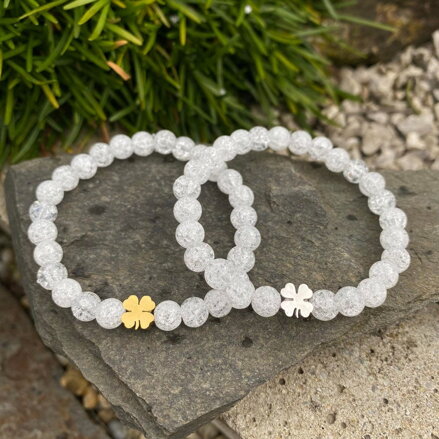 Náramky z praskaného Krištáľu so štvorlístkom