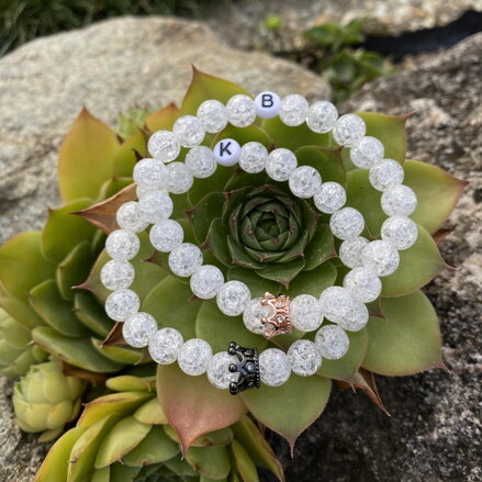 Náramok s korunkou a písmenom - Praskaný krištál