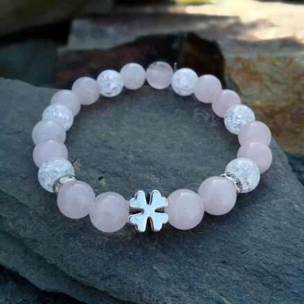 Náramok so štvorlístkom z Ruženínu a Krištálu