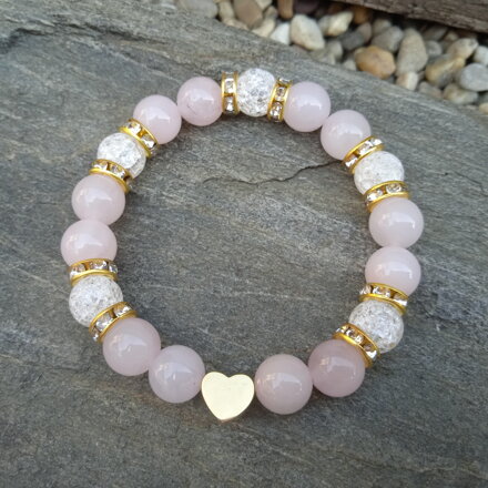 Náramok RUŽENÍN so zlatým nerezovým srdiečkom