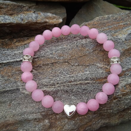 Náramok so srdiečkom z ružového JADEITU