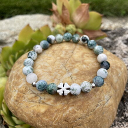 Náramok Achát so štvorlístkom