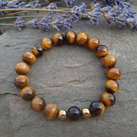 Náramok Tigrie oko a lesklý čierny Ónyx