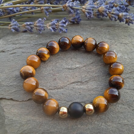 Náramok Tigrie oko a matný čierny Ónyx