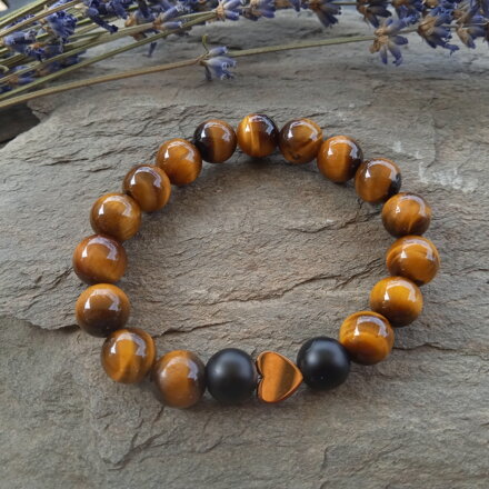 Náramok Tigrie oko so srdiečkom