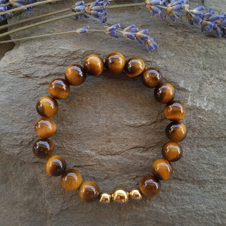 Náramok Tigrie oko s nerezovými korálkami