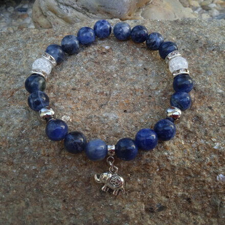 Náramok tmavomodrý SODALIT so SLONÍKOM