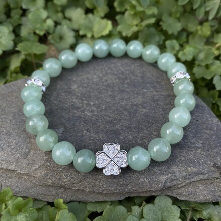 Náramok Avanturín so zirkónovým štvorlístkom