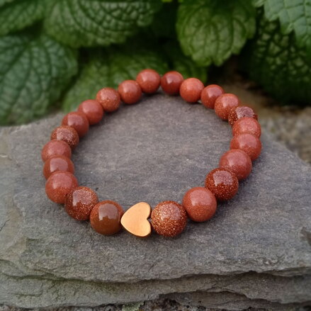 Náramok Avanturín zlatý so srdiečkom