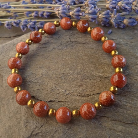 Náramok ZLATÝ PIESKOVEC s oceľovými korálkami