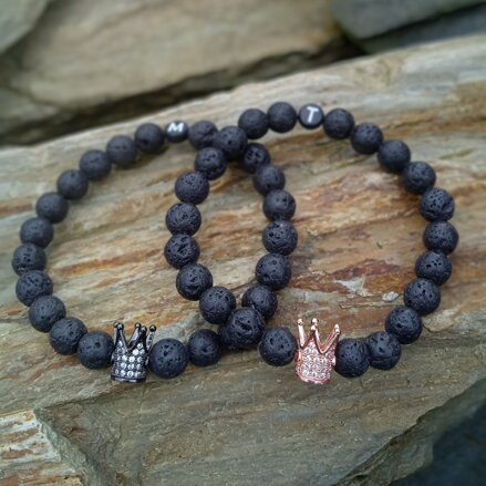 Partnerské náramky s korunkou z lávového kameňa 