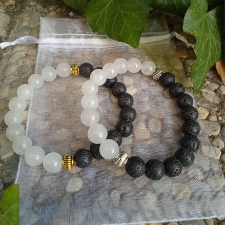 Partnerské náramky Lávový kameň a Jadeit