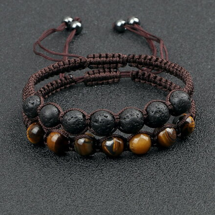 Set shamballa náramkov - Lávový kameň a Tigrie oko