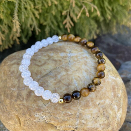 Náramok Tigrie oko & Krištáľ