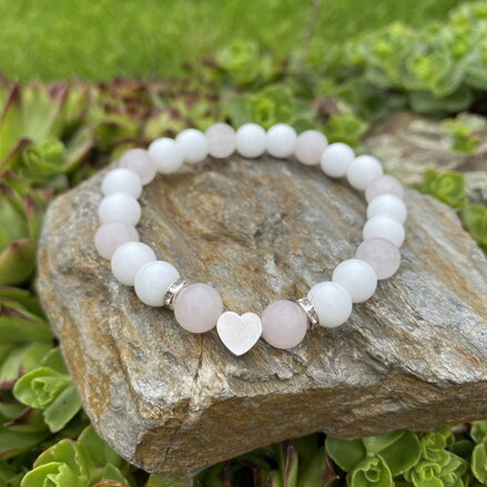 Náramok so srdiečkom Ónyx & Ruženín