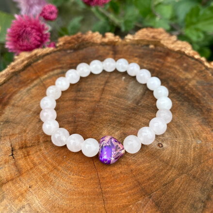 Náramok z ruženínu so srdiečkom z jaspisu