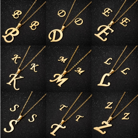Set šperkov náušnice a retiazka s príveskom písmeno