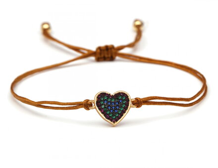 Ochranný kabbalah náramok Zirkónové srdce