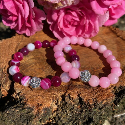 Náramok s ružičkou Jadeit a Achát