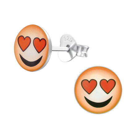 Strieborné náušnice pre deti ZAMILOVANÝ SMAJLÍK