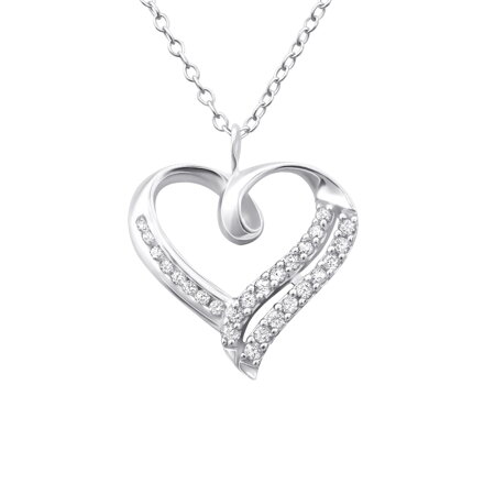 Strieborný náhrdelník - Zirkónové srdce