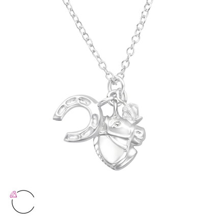 Strieborný Swarovski náhrdelník - kôň a podkova