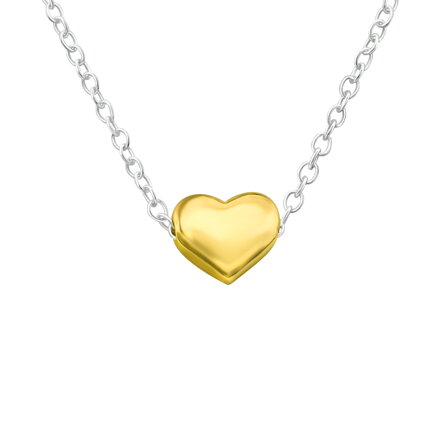 Strieborný náhrdelník so ZLATÝM SRDIEČKOM