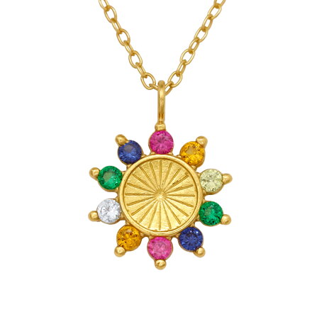 Strieborný náhrdelník SLNKO s farebnými zirkónmi