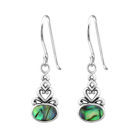 Vintage náušnice Abalone Lastúra - Striebro Ag 925/100