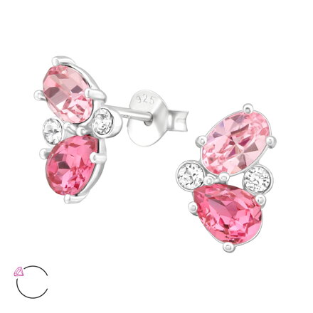 Swarovski puzetové náušnice - Geometrický tvar - Striebro 925