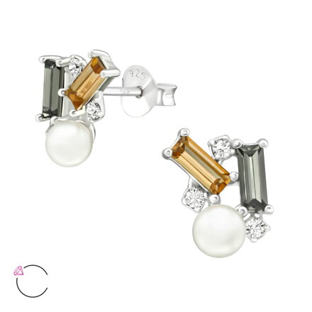 Swarovski puzetové náušnice - Geometrický tvar - Striebro 925