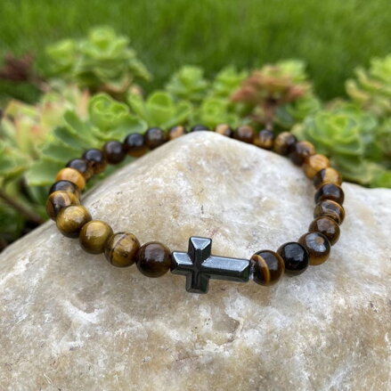 Náramok Tigrie oko s krížikom
