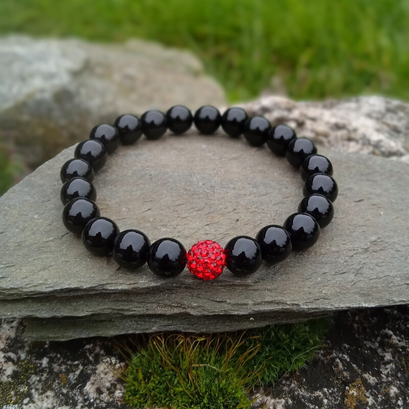 Náramok ónyx so shamballa korálkou