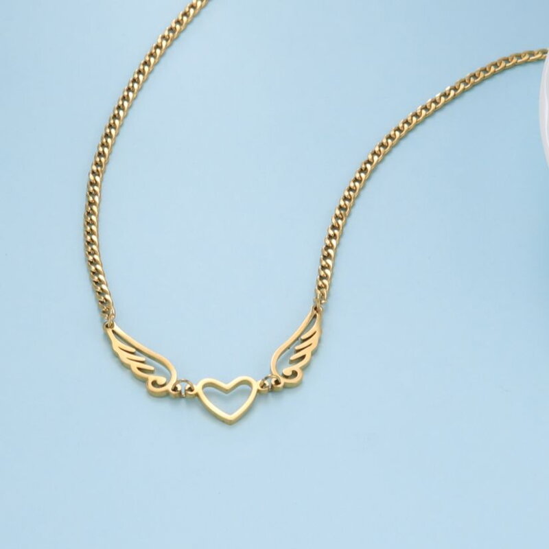 Náhrdelník Srdce a anjelské krídla z chirurgickej ocele