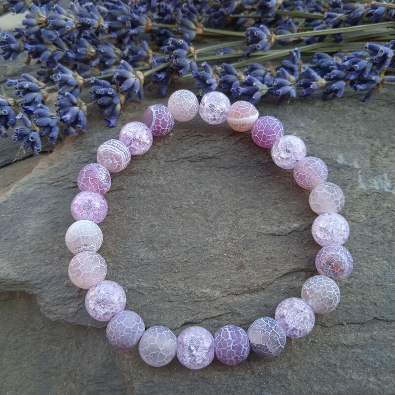 Náramok ľadový fialový Achát