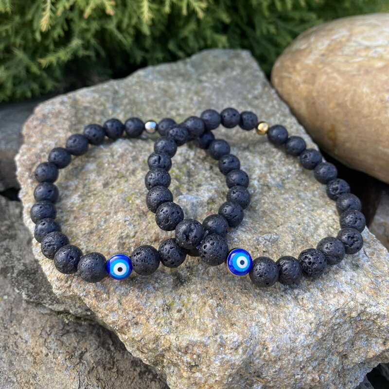Náramky z Lávového kameňa s modrým okom