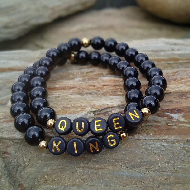Partnerské náramky KING a QUEEN z Ónyxu Partnerské náramky KING a QUEEN z Ónyxu