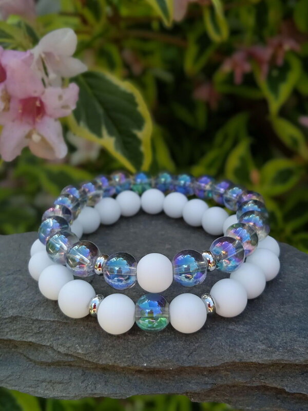 Set náramkov AQUA AURA a biely ÓNYX Set náramkov AQUA AURA a biely ÓNYX