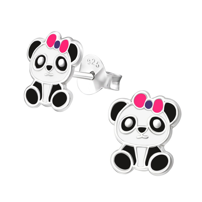 Detské strieborné náušnice PANDA Detské strieborné náušnice PANDA