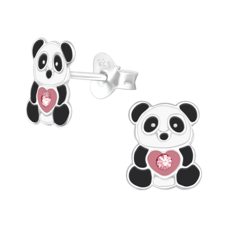 Detské strieborné náušnice PANDA Detské strieborné náušnice PANDA