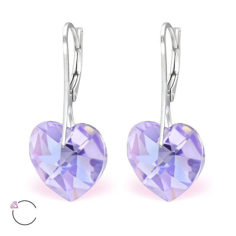 Strieborné náušnice SRDCE Swarovski krištáľ