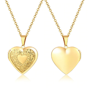 Oceľový medailón - Otváracie srdce vrátane retiazky