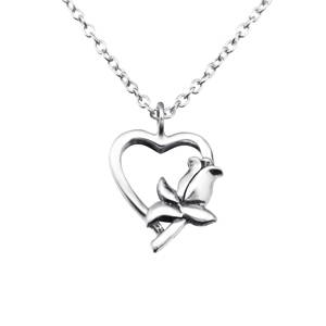 Strieborný náhrdelník - Srdce s ružou