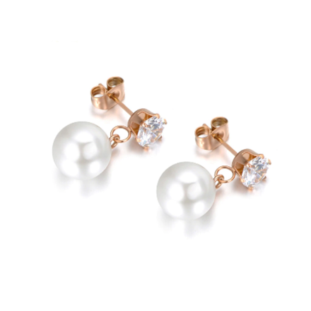 Oceľové náušnice s perlami a zirkónmi
