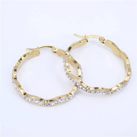 Náušnice vlnité kruhy so zirkónmi čírej farby