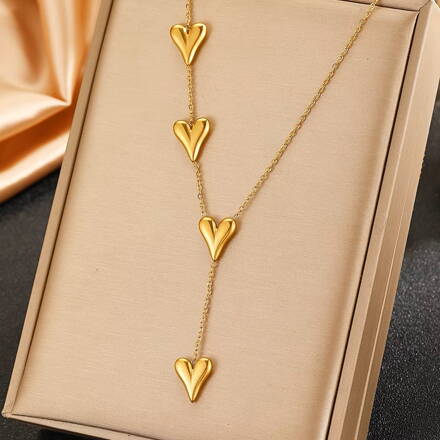 Retiazka 4 zlaté srdiečka|chirurgická oceľ 