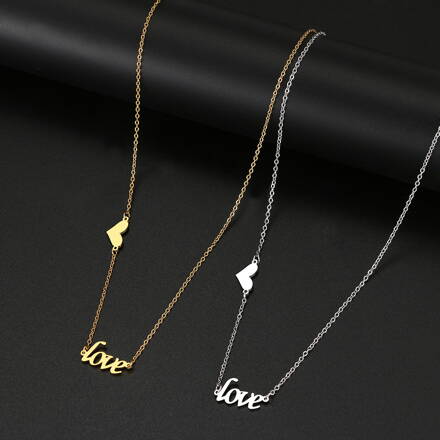 Oceľová retiazka LOVE so srdiečkom