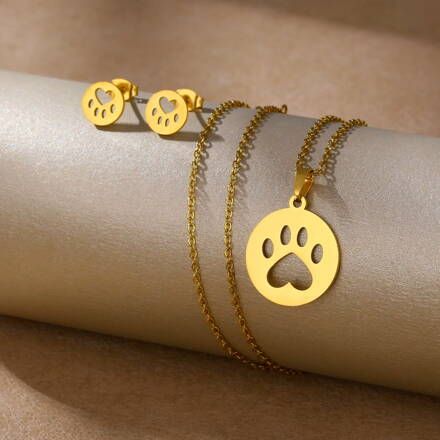 Náušnice a retiazka s príveskom LABKA